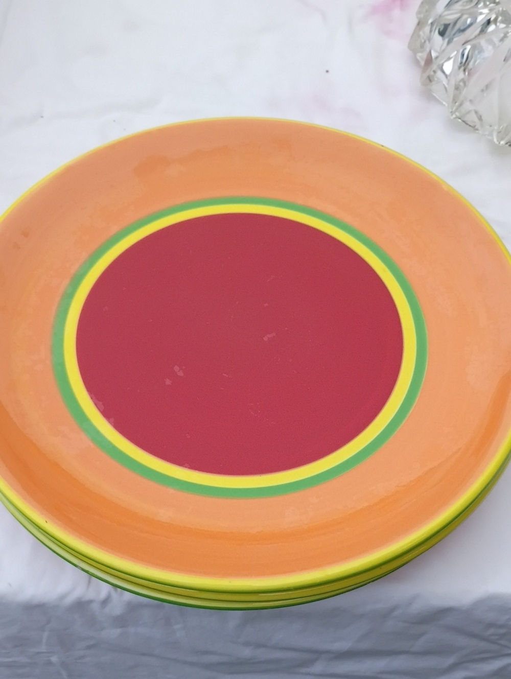 Dansk Orange Plate with Red Center and Green-Yellow Rings